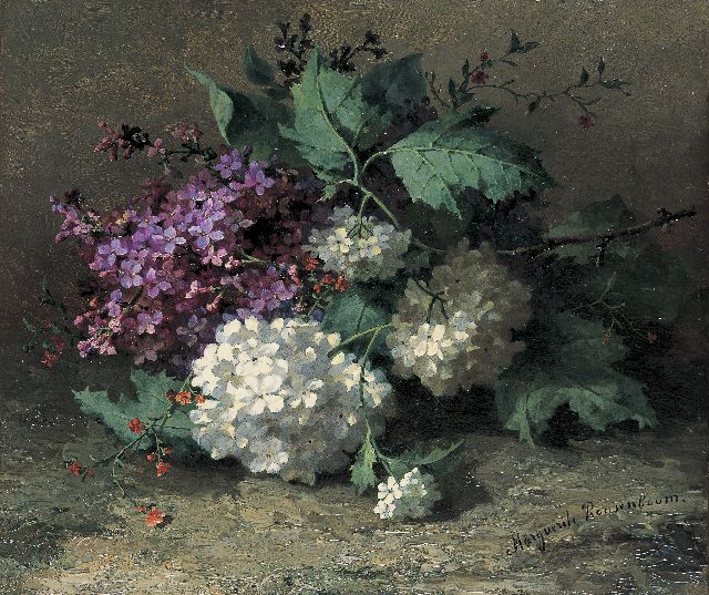 Margaretha Roosenboom | A still life with lilacs, oil on canvas laid down on panel, 26.3 x 31.1 cm, signed l.r.