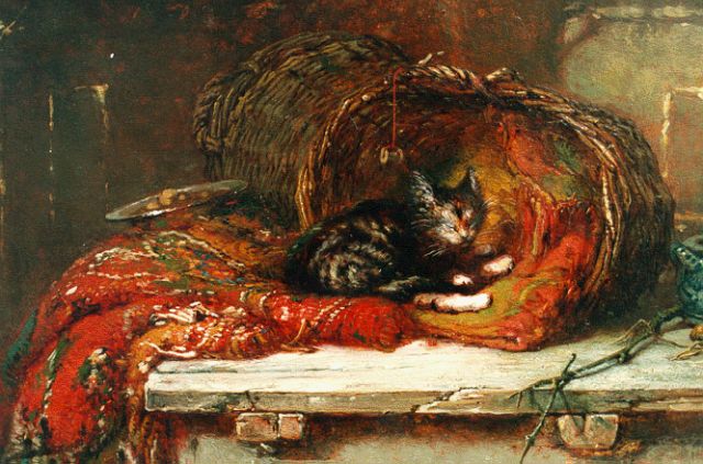 Maria Vos | A still life with a cat, oil on panel, 22.8 x 30.4 cm