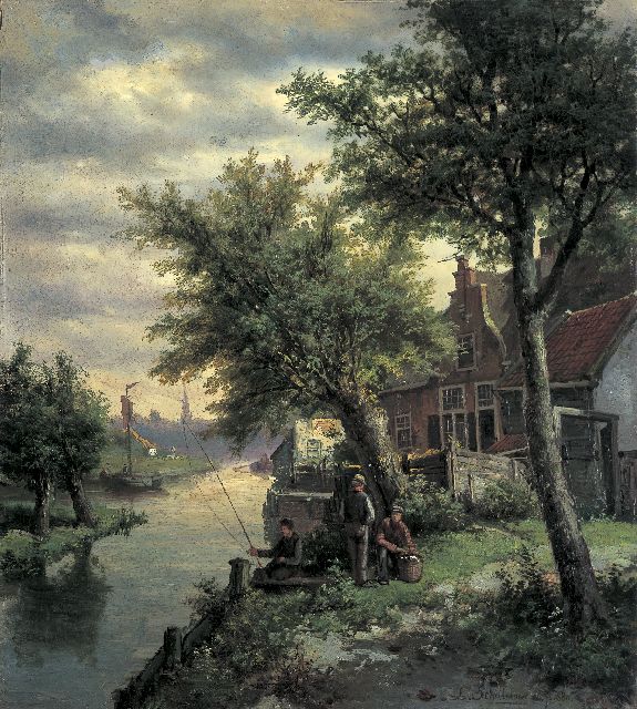 Lion Schulman | View of the Gooise Vaart, Hilversum, oil on canvas, 67.5 x 60.0 cm, signed l.r. and dated 1880