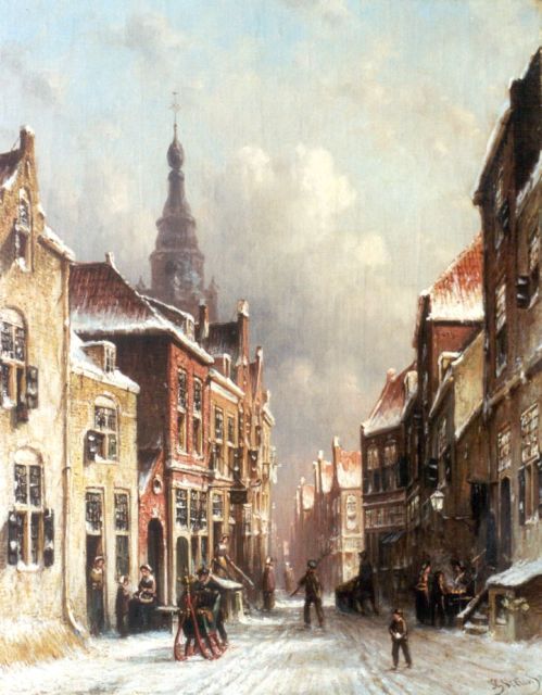 Petrus Gerardus Vertin | A snow-covered town, oil on canvas, 45.0 x 36.2 cm, signed l.r. and dated '83