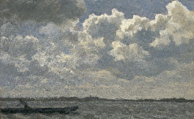 Willem Bastiaan Tholen | Stormy weather, The Zuiderzee, oil on canvas laid down on panel, 24.6 x 39.0 cm, signed l.l.