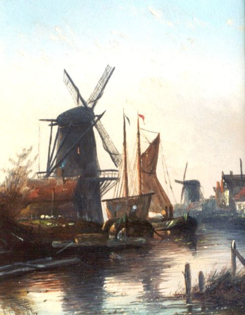 Jacob Jan Coenraad Spohler | A river landscape, oil on panel, 20.3 x 16.0 cm, signed l.l.