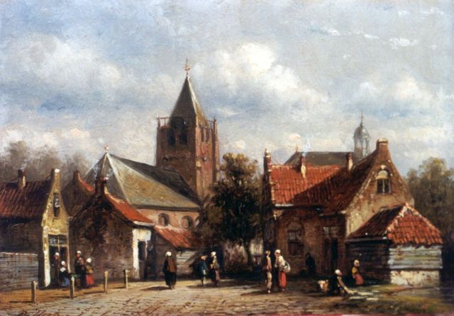 Petrus Gerardus Vertin | Townsfolk conversing, oil on panel, 12.1 x 17.2 cm, signed l.l.