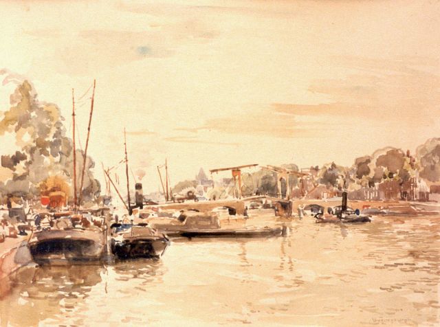 Vreedenburgh C.  | A view of the Magere brug, Amsterdam, watercolour on paper 32.0 x 46.0 cm, signed l.r.