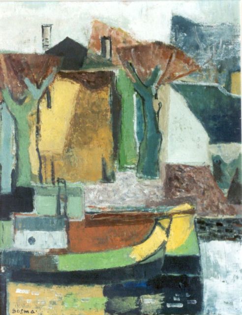 Wim Bosma | Moored boats, 51.2 x 40.3 cm, signed l.l. and painted circa 1952