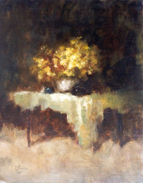 Coba Surie | Interior with flower still life on a table, oil on canvas, 49.9 x 40.3 cm, signed l.l.