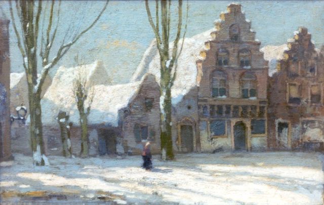 Ype Wenning | A snow-covered town, Franeker, oil on canvas, 23.2 x 35.9 cm, signed l.l. and dated '15