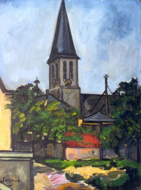 Louis Saalborn | Village view with church, oil on canvas, 64.2 x 48.4 cm, signed l.l.
