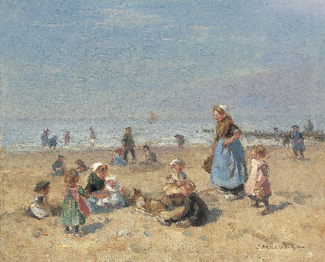 Johannes Evert Akkeringa | A sunny day at the beach, oil on canvas, 29.2 x 36.1 cm, signed l.r.