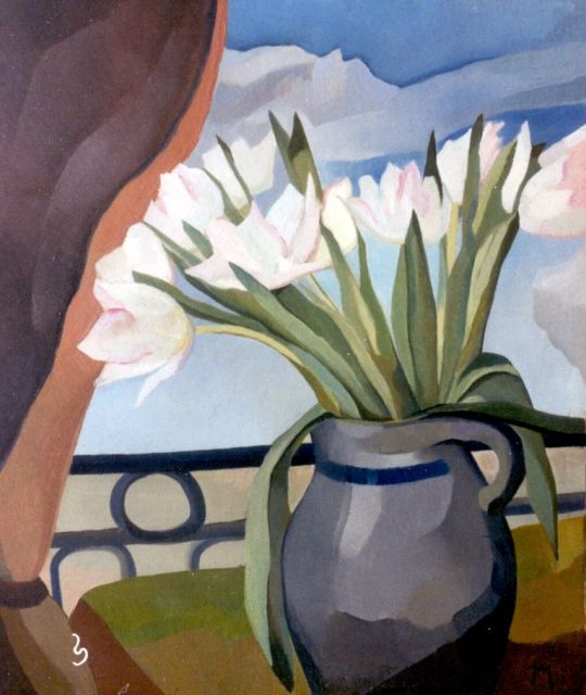 Mastenbroek J. van | Tulips in a jug, oil on painter's board 58.6 x 49.2 cm, signed l.r. mon. and painted '32