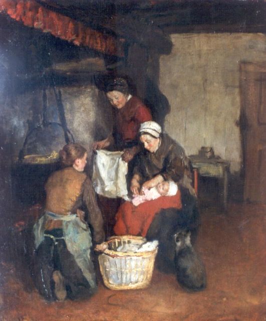 Albert Neuhuys | Affectionate mother, oil on canvas, 62.0 x 50.0 cm, signed l.l.