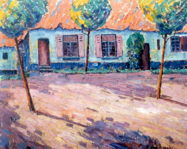 Petrus van Assche | Sunlit houses, oil on canvas, 75.3 x 90.0 cm, signed l.r.