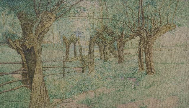 Johan Vlaanderen | Pollard willows, oil on canvas, 47.0 x 80.2 cm, signed l.l.