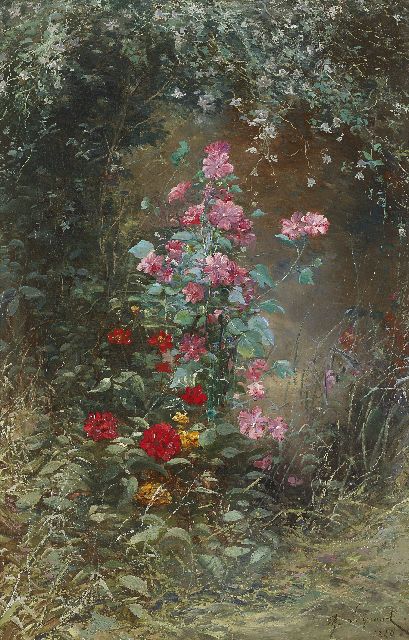 Legrand J.T.  | Flowers in the forest, oil on canvas 92.3 x 59.8 cm, signed l.r. and dated 1886