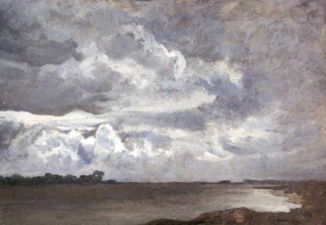 Jan Voerman sr. | A view of the river IJssel near Hattem, oil on canvas laid down on panel, 27.8 x 38.5 cm, signed l.r.