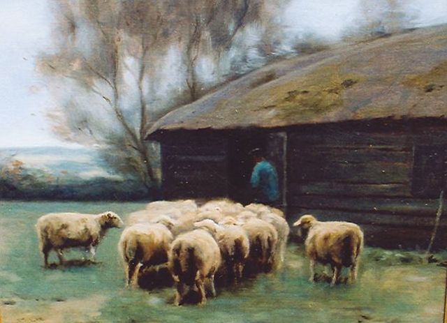 Willem Steeling jr. | Shepherd and flock, oil on canvas, 40.0 x 50.0 cm