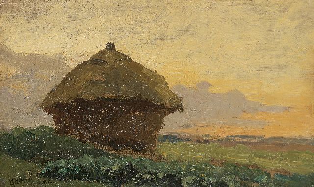 Constan Gabriel | Haystack, oil on canvas laid down on panel, 15.4 x 24.6 cm, signed l.l. and dated '92