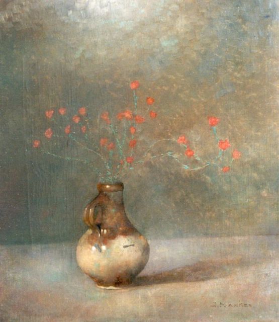 Mankes J.  | A jar with bottle heath, oil on canvas 40.5 x 36.5 cm, signed l.r. and dated 1911
