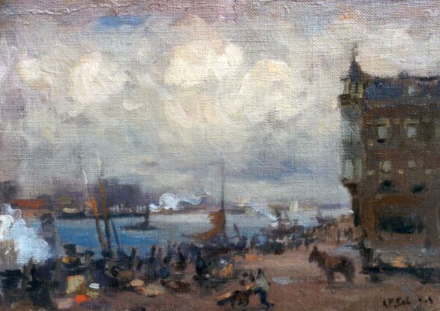 Schotel A.P.  | The 'Merwedekade', Dordrecht, oil on canvas laid down on painter's board 16.7 x 24.0 cm, signed l.r.