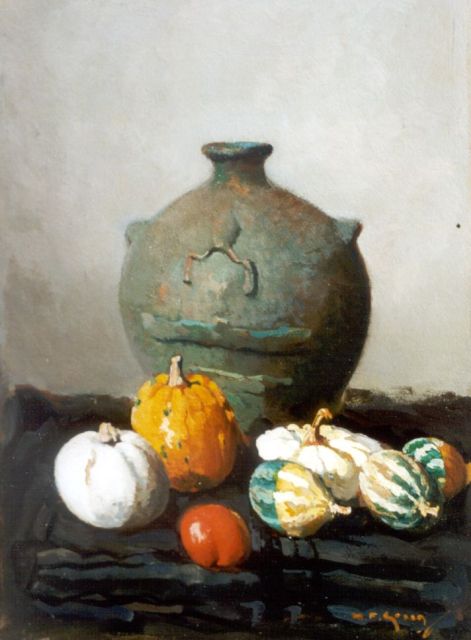 Piet Groen | A Still life with Gourds, oil on painter's cardboard, 34.1 x 25.2 cm, signed l.r.