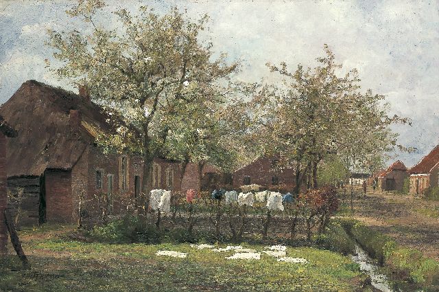 Pieters E.  | Flowering apple trees, oil on canvas 90.3 x 134.5 cm, signed l.l.