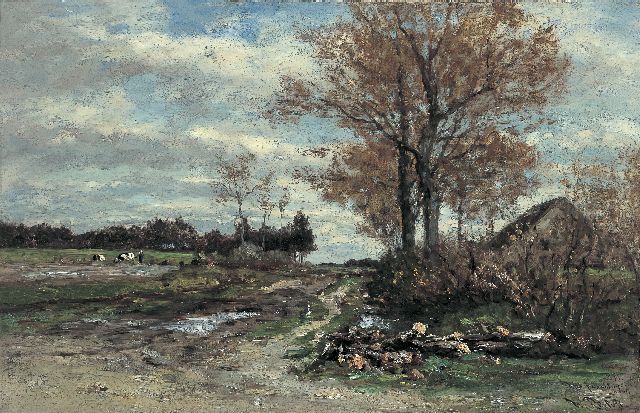 Willem Roelofs | A landscape near Putte, Belgium, oil on canvas, 48.0 x 75.3 cm, signed l.r.