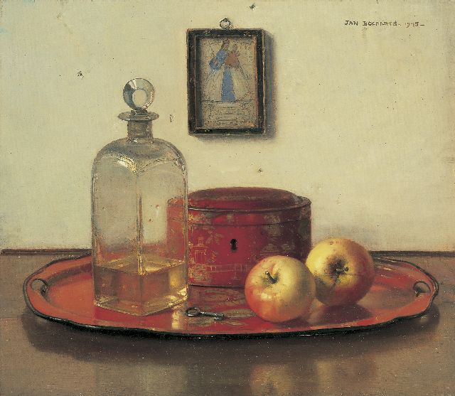 Jan Bogaerts | A still life with apples, oil on canvas, 40.2 x 45.5 cm, signed u.r. and dated 1945