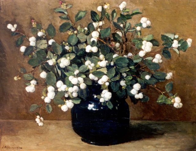 Johannes Evert Akkeringa | Snowberries, oil on canvas, 33.5 x 41.2 cm, signed l.l. and on the reverse