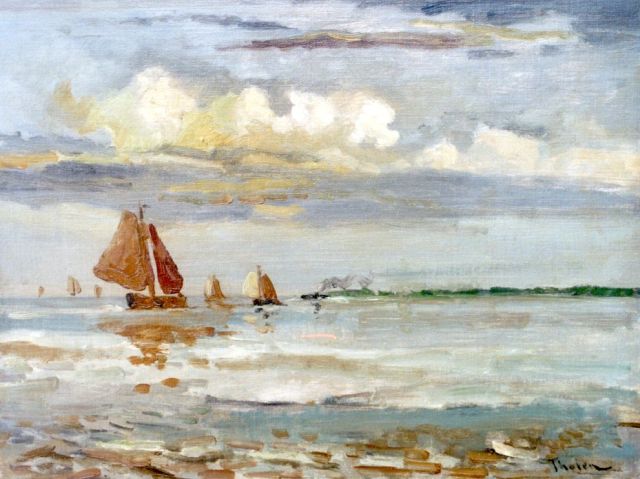 Tholen W.B.  | Shipping in a calm, oil on painter's board 31.0 x 40.8 cm, signed l.r.