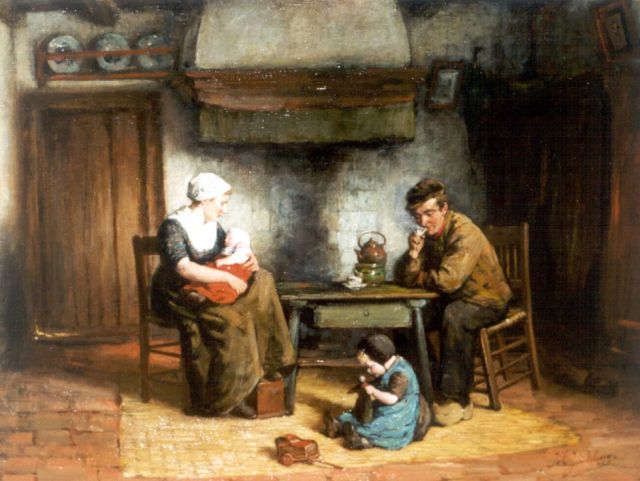 Johannes Jacobus Paling | A happy family, oil on canvas, 54.5 x 71.0 cm, signed l.r.