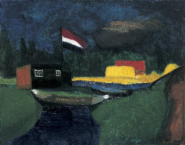 Piet van Wijngaerdt | A landscape with a flag, oil on canvas, 59.2 x 75.3 cm, signed l.r. and painted circa 1917