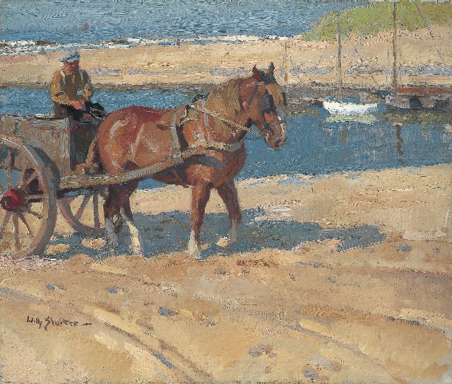 Sluiter J.W.  | Gathering shells, Katwijk aan Zee, oil on canvas 55.2 x 65.0 cm, signed l.l.