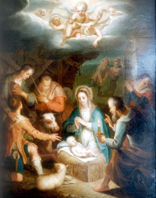 Duitse School | Adoration of the shepherds, oil on panel, 30.3 x 24.0 cm