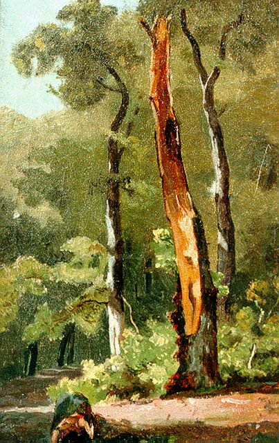 Jan Willem van Borselen | Study of trees, oil on canvas laid down on panel, 29.1 x 18.4 cm