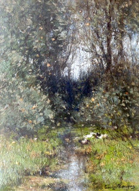 Kuijpers C.  | Ducks by a stream, oil on painter's board 24.8 x 18.7 cm, signed l.r.