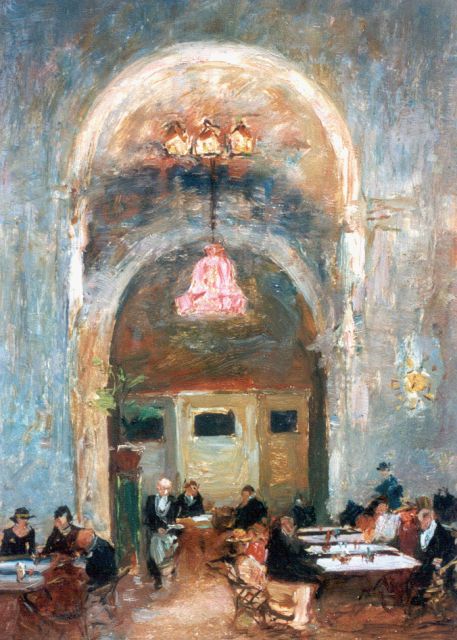 Zwart W.H.P.J. de | Au Cafe, oil on panel 36.5 x 24.4 cm, signed l.r.