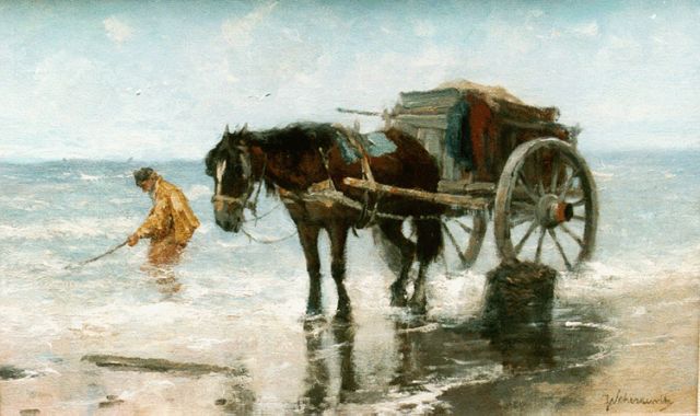 Scherrewitz J.F.C.  | A shell-gatherer, oil on canvas 32.0 x 50.0 cm, signed l.r.