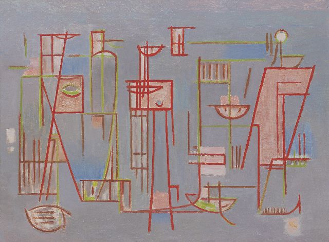 Alkema W.H.  | Composition no.11, oil on canvas 59.8 x 80.0 cm, signed l.r. with initials and dated '57