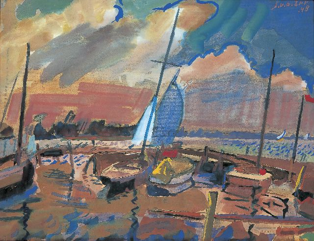 Zee J. van der | The Paterwolde lake, gouache on paper 51.0 x 65.0 cm, signed u.r. and dated '48