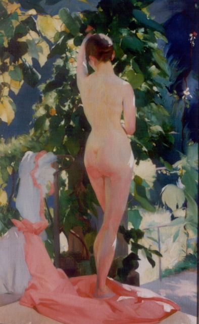 Virgilio Costantini | A standing nude, oil on canvas, 139.7 x 86.4 cm, signed l.l.
