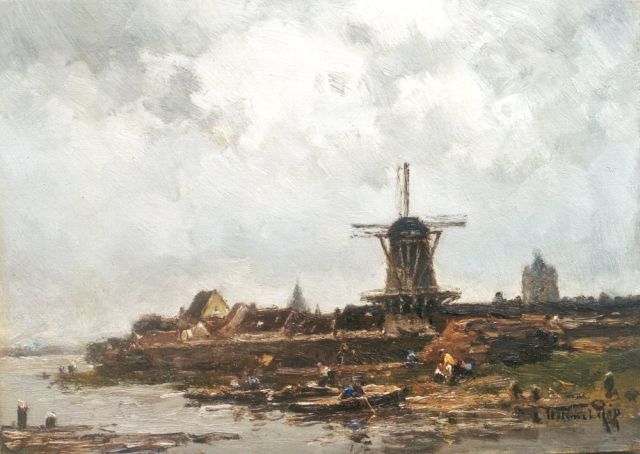 Willem Rip | A ferry near Wijk bij Duurstede, oil on panel, 26.3 x 36.2 cm, signed l.r. and on the reverse