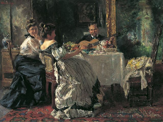 Roelofs O.W.A.  | Musical performance, oil on canvas 62.7 x 83.5 cm, signed u.l. and painted circa 1906