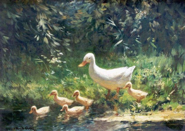 Artz C.D.L.  | First swim, oil on panel 18.0 x 24.3 cm, signed l.l.