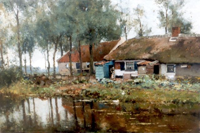 Cornelis Vreedenburgh | A farmstead, oil on canvas laid down on panel, 49.8 x 75.6 cm, signed l.r. and dated 1910