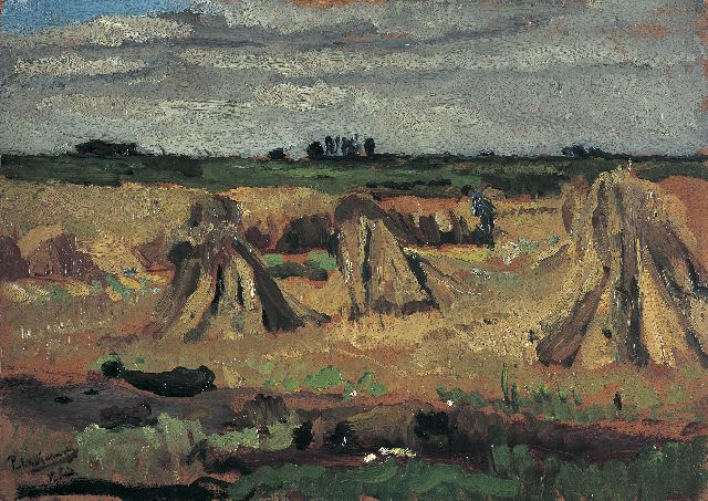 Piet van Wijngaerdt | Haycocks, Amstelveen, oil on painter's board, 37.5 x 52.5 cm, signed l.l. and dated 1902 on the reverse