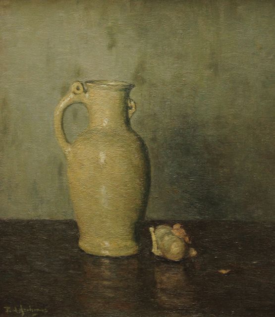 Arntzenius P.  | Still life with a jug, oil on canvas 43.7 x 38.5 cm, signed l.l. and dated on stretcher 1932