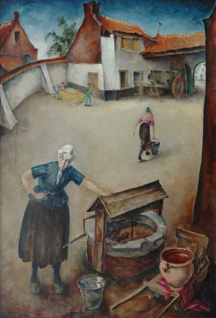 Dirk Kruizinga | The farmyard, oil on canvas, 76.0 x 52.4 cm, signed l.r.