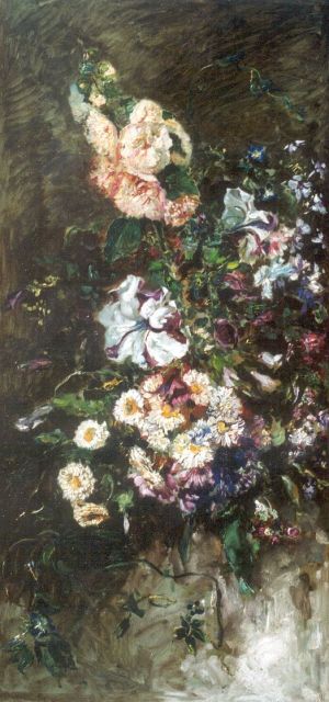 Roelofs O.W.A.  | A summer bouquet, oil on panel 92.6 x 45.8 cm