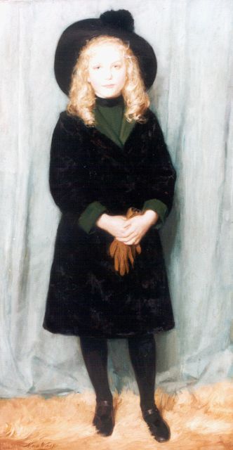 Waay N. van der | A portrait of his niece Louise Bletz, oil on canvas 149.0 x 79.0 cm, signed l.l.