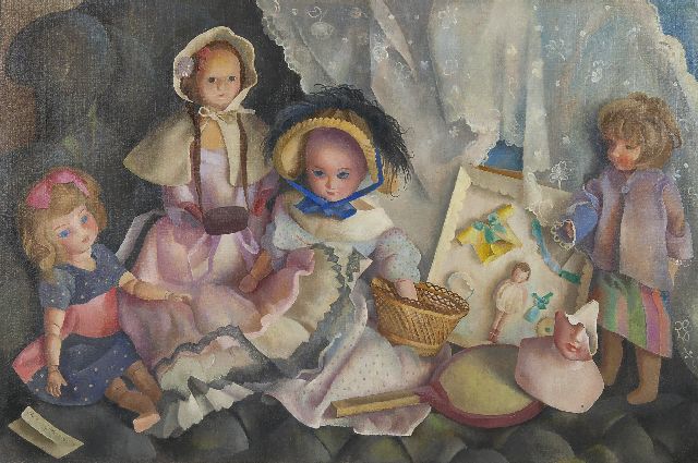 Góth C.  | Dolls, oil on canvas 60.4 x 91.5 cm, signed l.l. and dated 1948